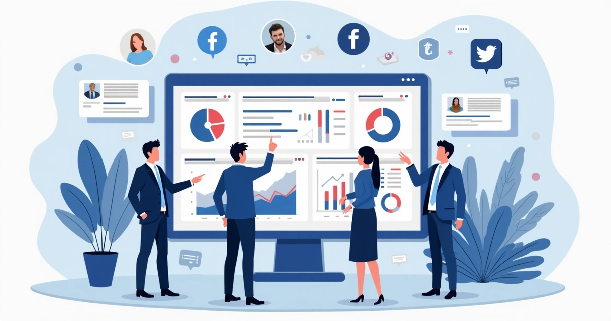 Monitoramento de redes sociais com gráficos e telas de alerta 