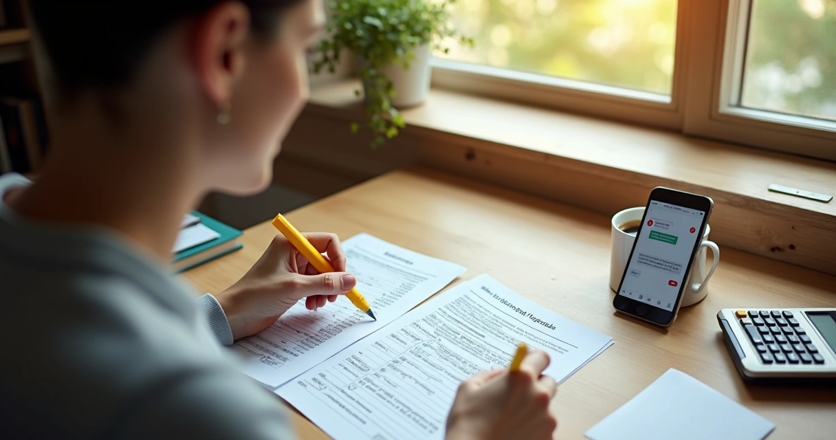 Pessoa analisando documentos de oportunidade de trabalho extra