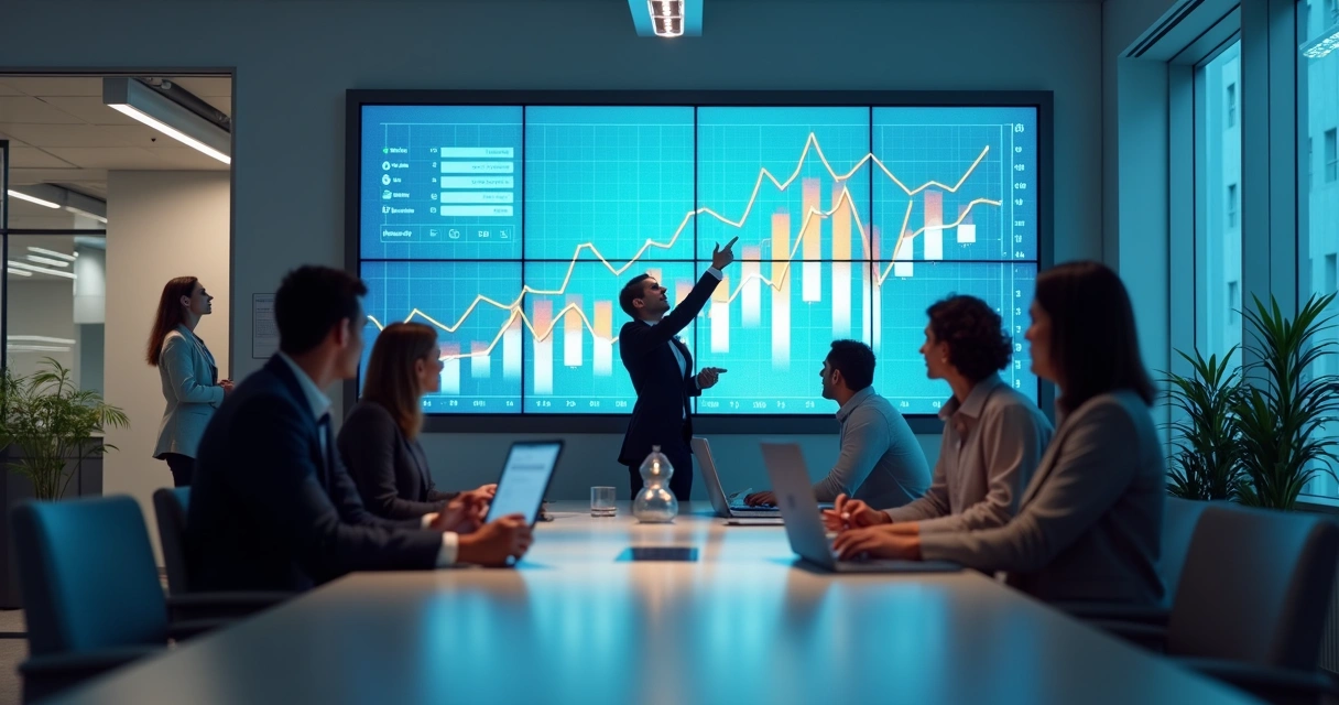 Gráfico colorido mostrando análise de dados de negócios