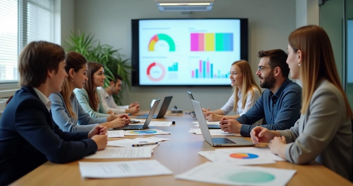 Gestores de escola analisando documentos fiscais em uma sala de reuniões 