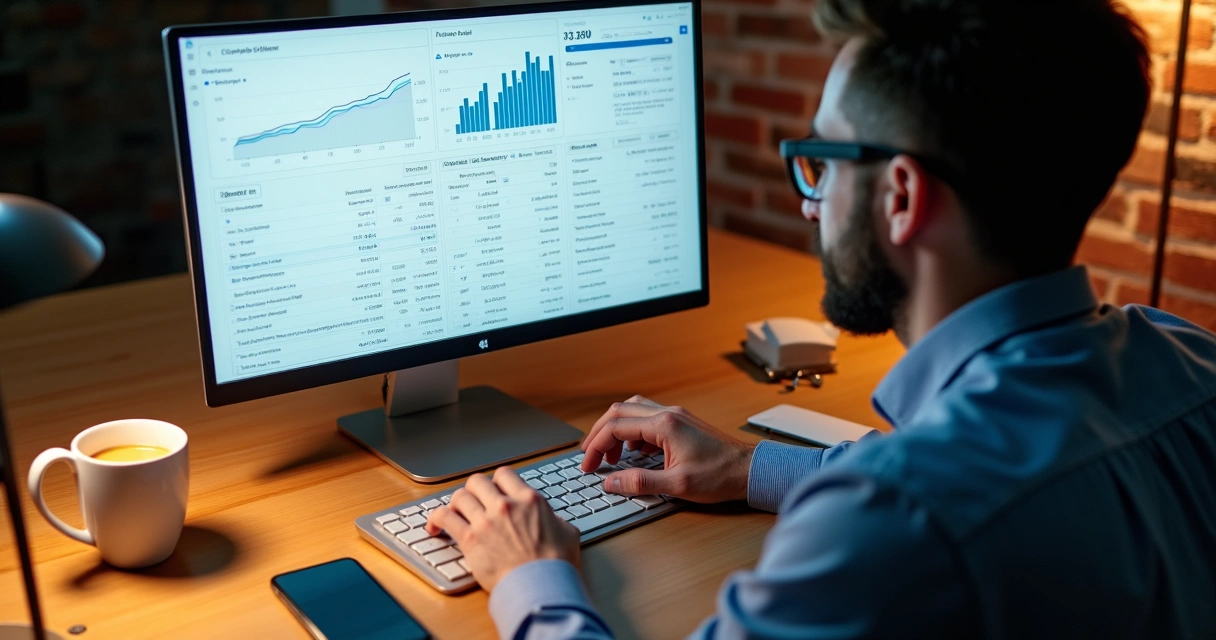 Pessoa usando computador para pesquisar palavras-chave