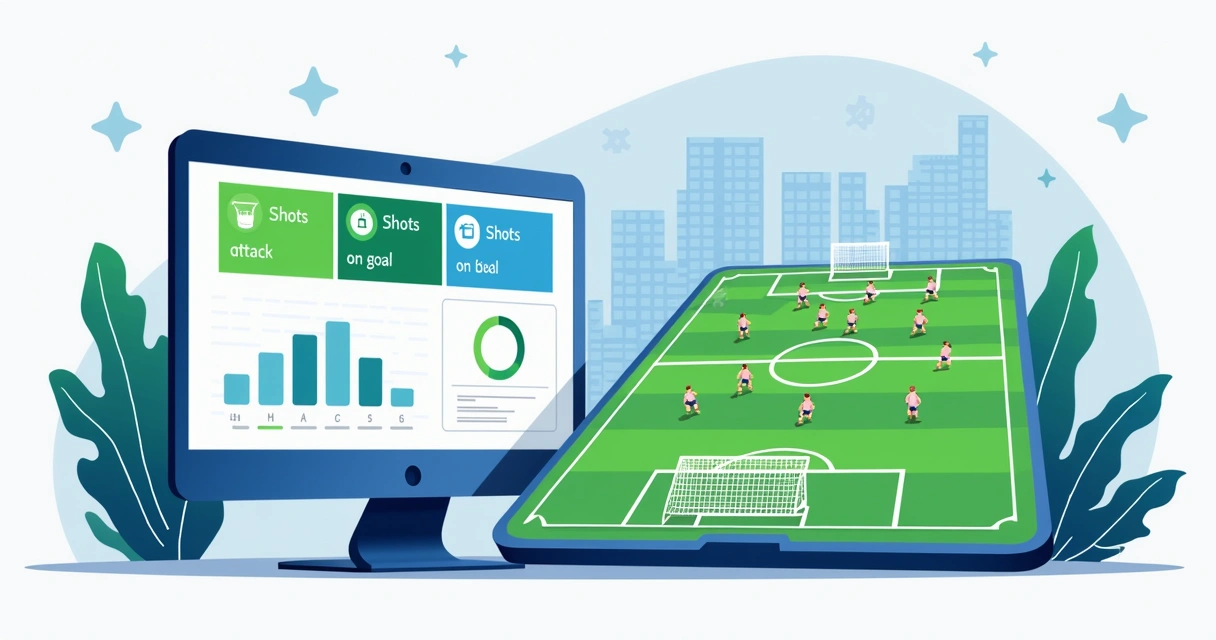 Painel digital mostrando estatísticas de um jogo de futebol ao vivo. 