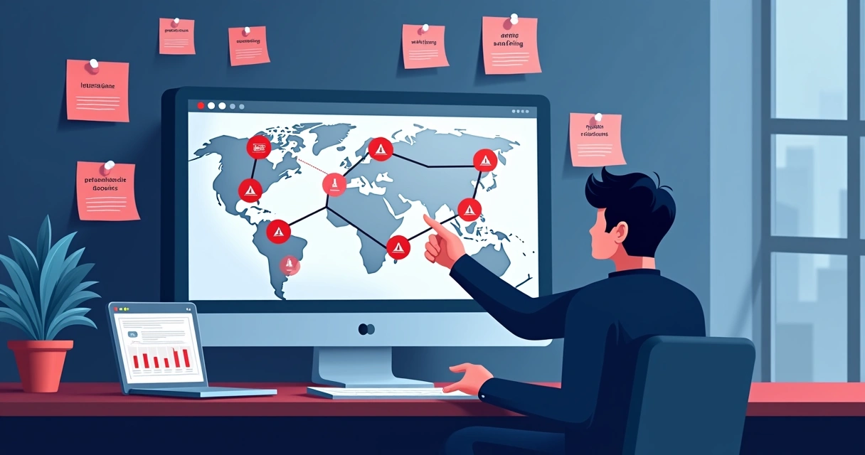 Tela de computador com gráfico analisando perfis suspeitos nas redes sociais 