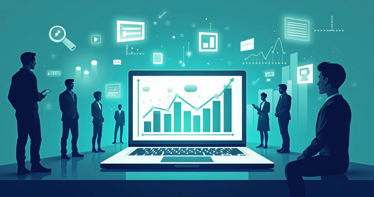 Gráfico mostrando desempenho de anúncio digital em tela de computador 
