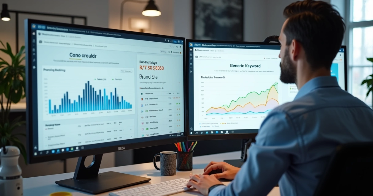 Dashboards separados exibindo métricas de campanhas de marca e genéricas 