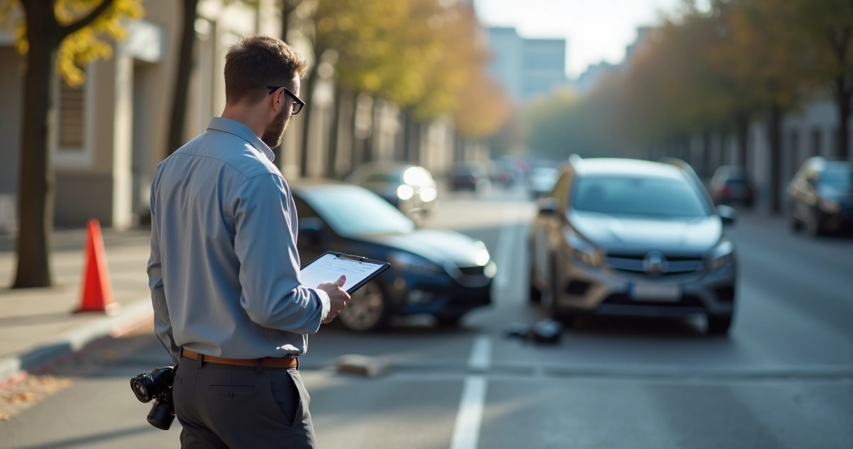 Perito de trânsito faz análise técnica detalhada no local do acidente. 