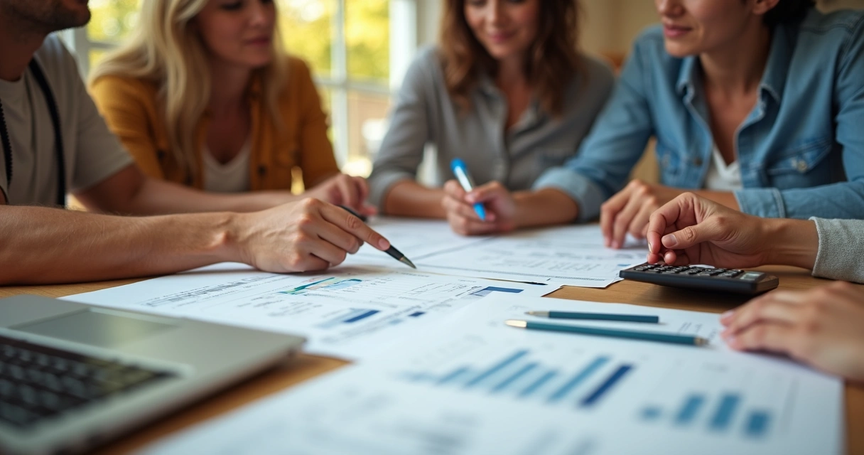 Pessoa analisando planilha de despesas familiares na mesa 