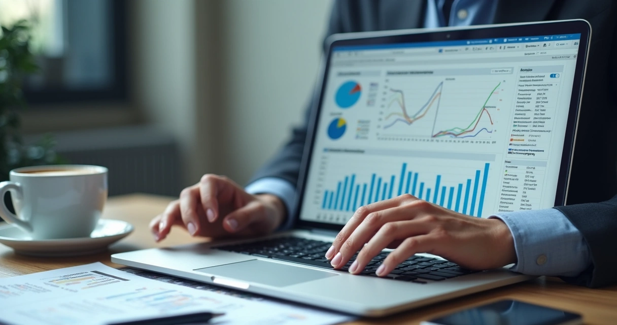 Profissional analisando gráficos em planilha de importação 