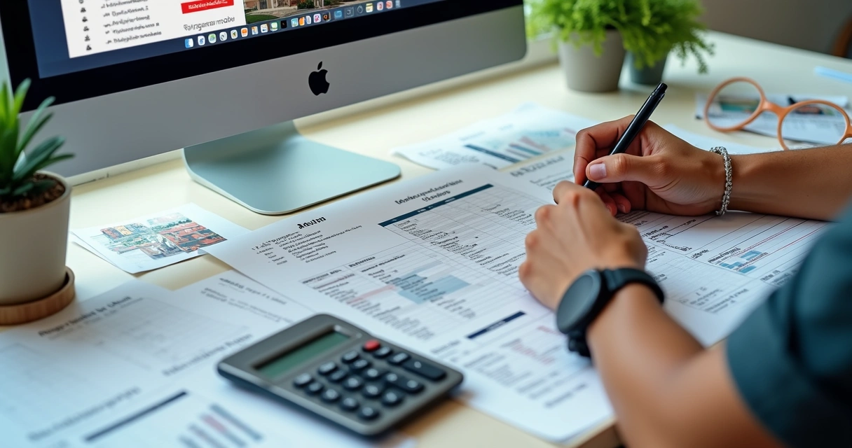 Tela com análise de preço de imóvel em leilão e comparação de mercado 