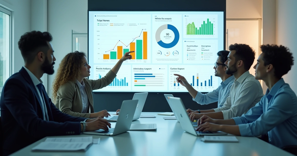 Gráfico colorido representando análise de dados preditiva no atendimento ao cliente com IA 