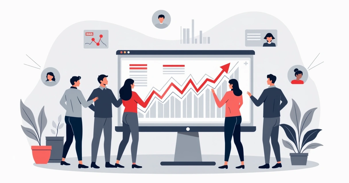 Equipe analisando projeções de dados de uma campanha digital 