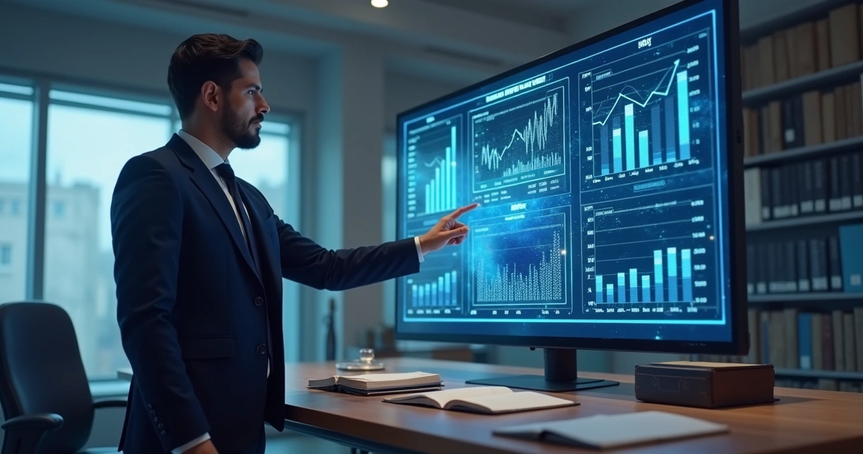 Gráfico com dados jurídicos e IA realizando análises 