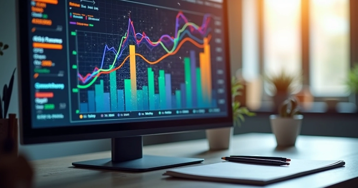 Gráfico preditivo em tela de computador de negócios 