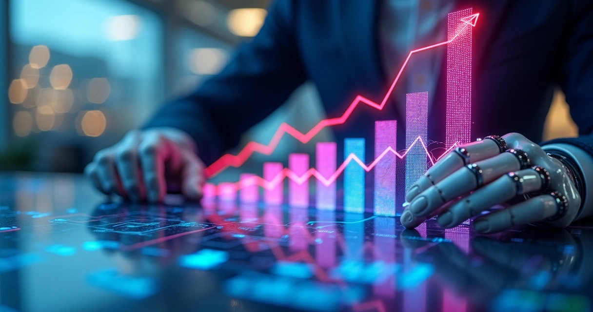 Gráfico digital com previsões de vendas destacadas 