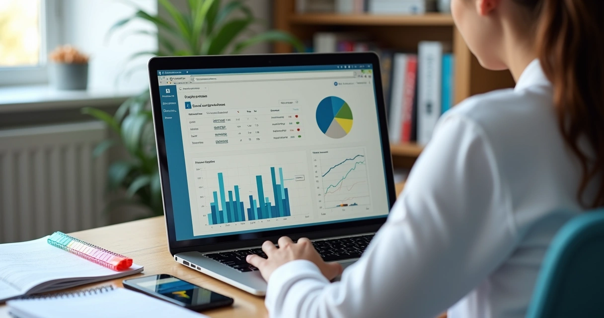 Jovem analisando previsões de concursos e vestibulares em gráficos e calendário 