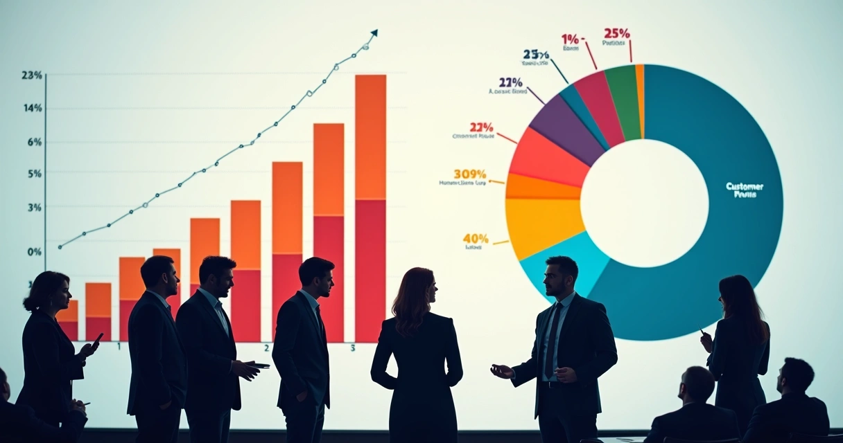 Gráfico colorido mostrando análise de público-alvo, segmentos e perfis de consumidores 