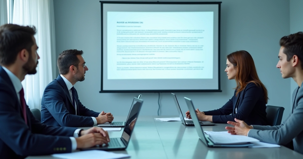 Comissão de licitação reunida analisando recurso 