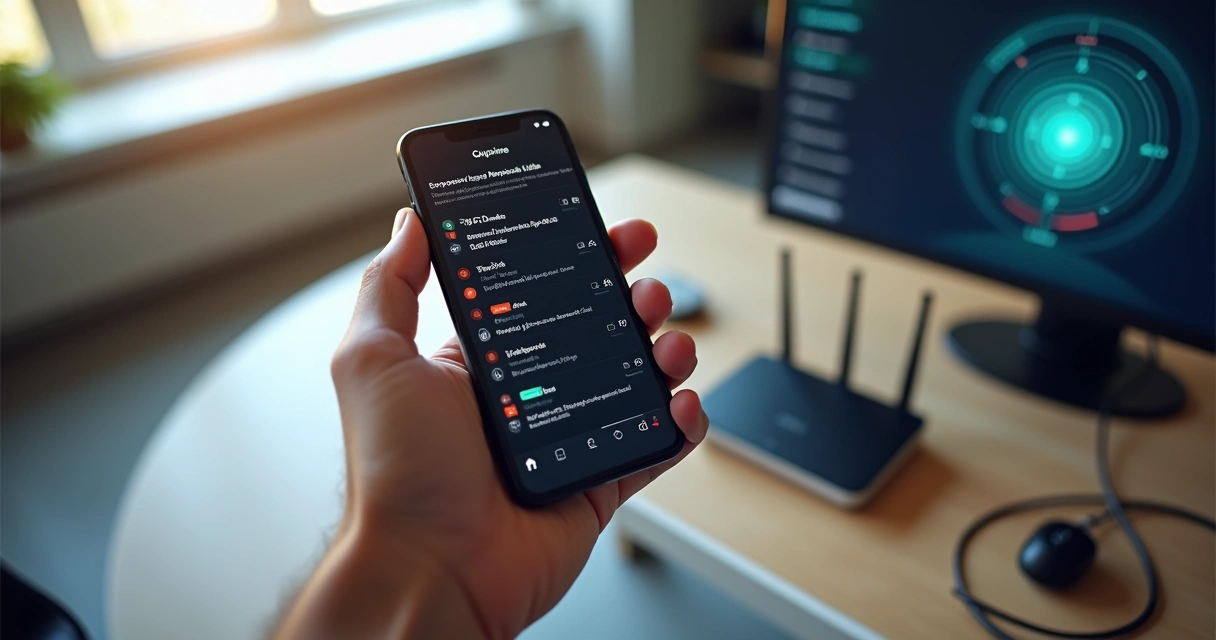 Tela de celular mostrando análise de dispositivos conectados ao Wi-Fi 