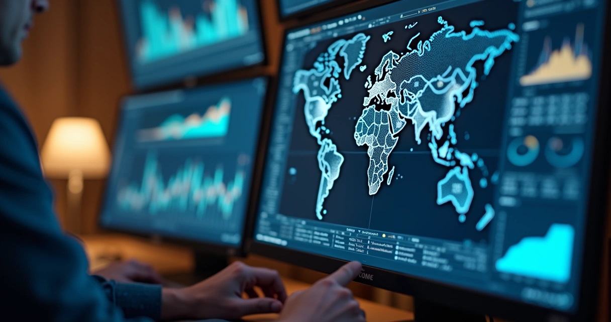 Pessoa analisando gráficos de redes sociais em tela de computador para planejar cortes de vídeo 