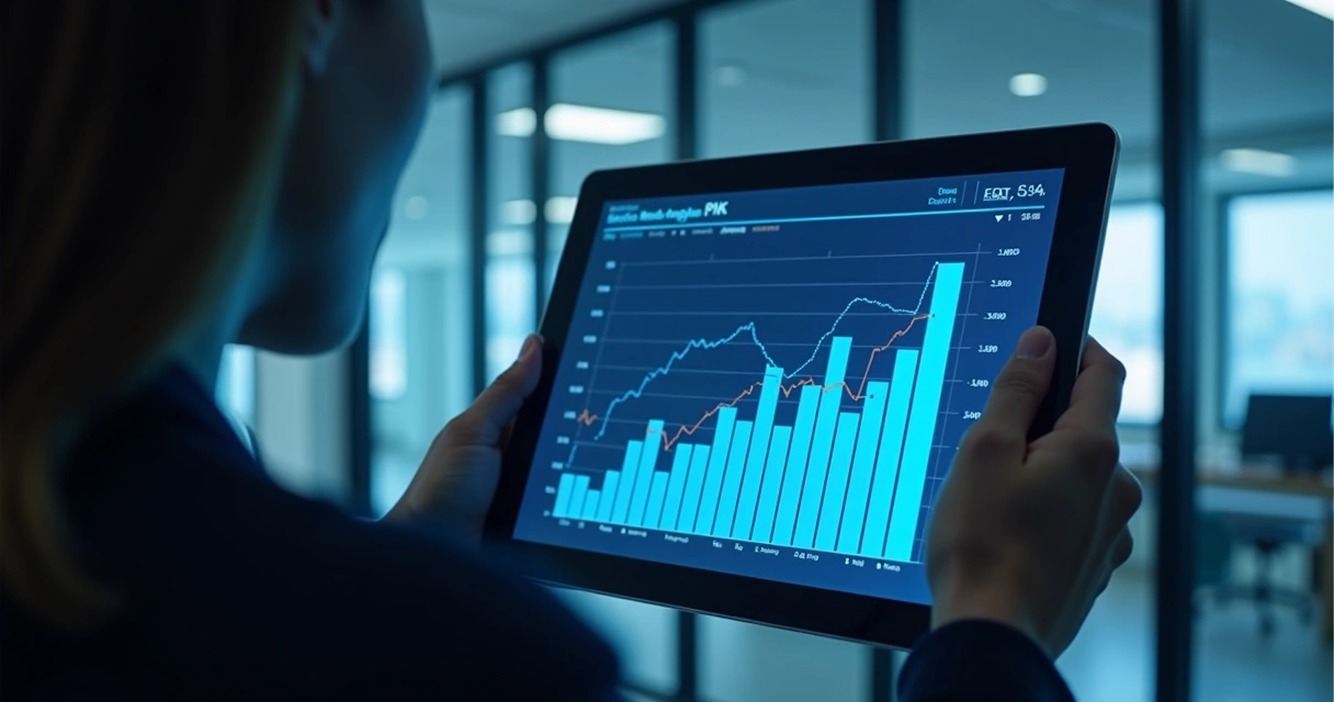 Gráfico digital mostrando crescimento de engajamento nas redes sociais 