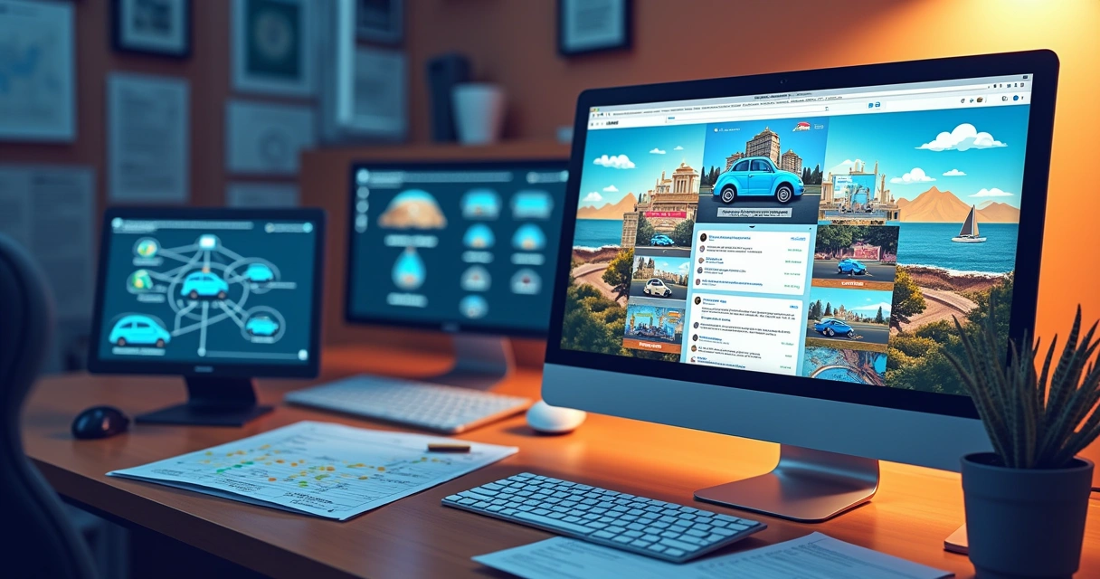 Tela de computador mostrando investigação patrimonial em redes sociais 