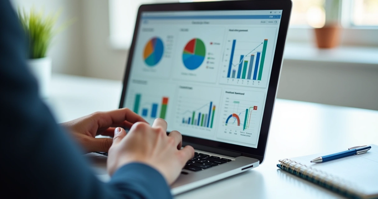 Pessoa analisando gráfico de métricas de atendimento automatizado 