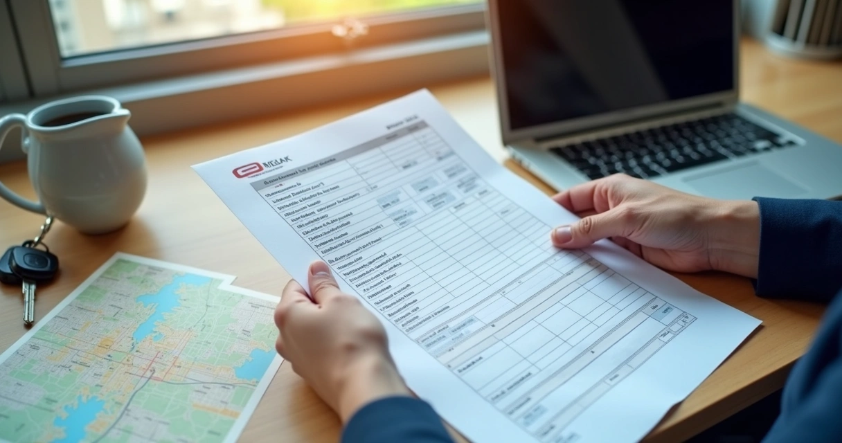 Homem analisando relatório veicular impresso com informações detalhadas sobre multas 