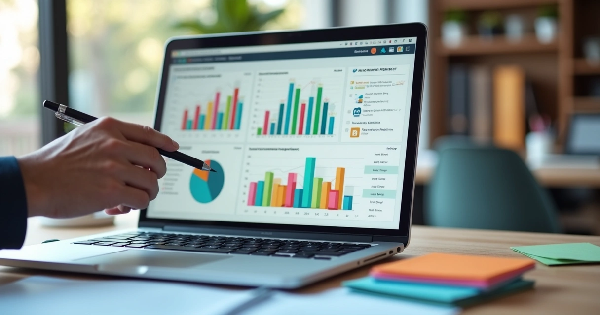 Relatório de monitoria de atendimento exibido em tela de notebook