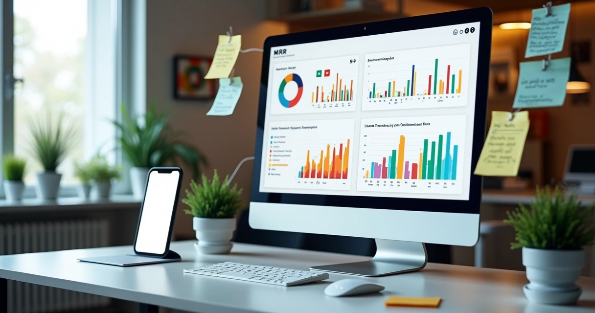 Relatório de MRR com gráficos e análise de feedbacks em destaque 