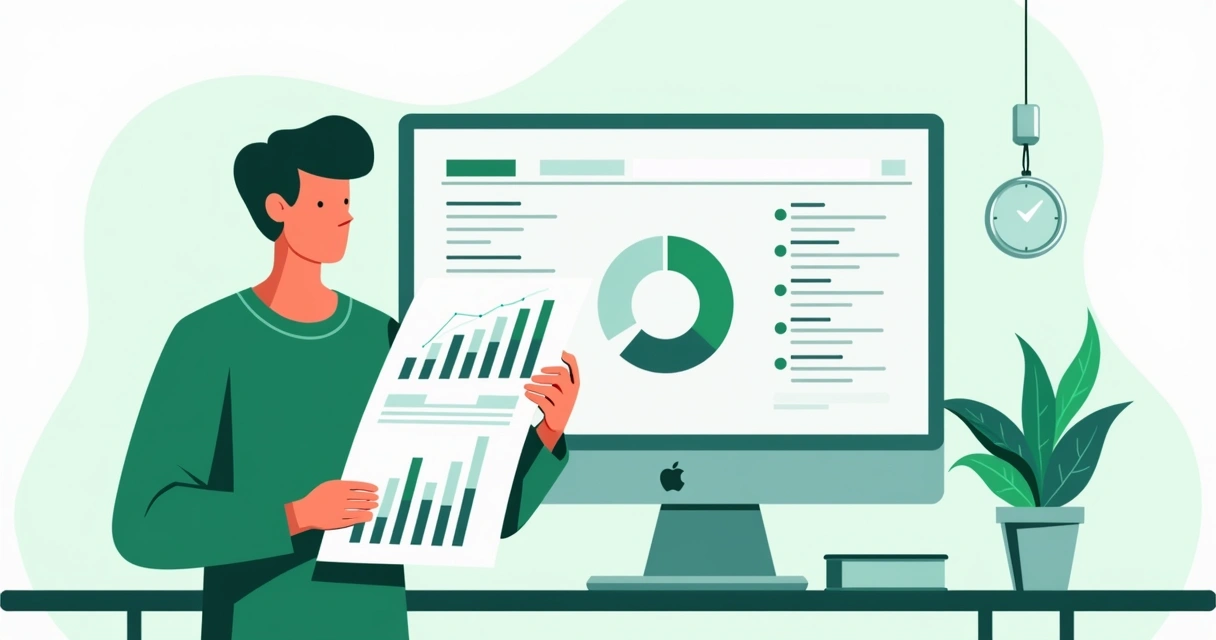 Pessoa segurando relatório de SEO com gráficos 