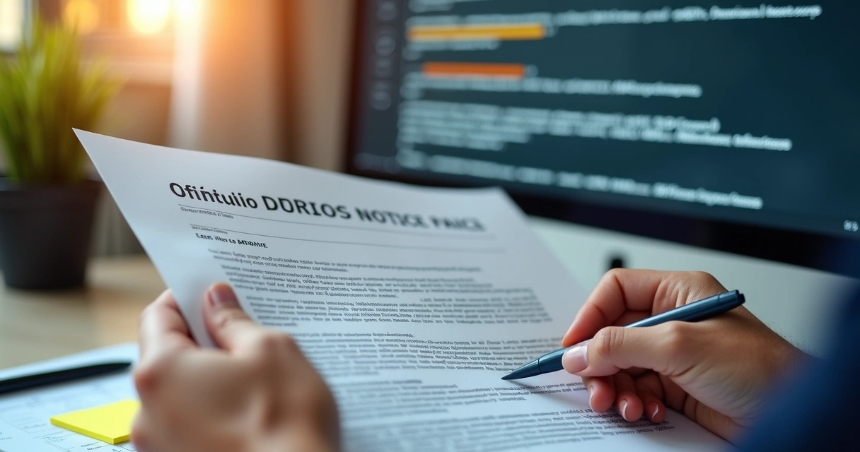 Pessoa lendo atento detalhes de um edital de licitação em computador 