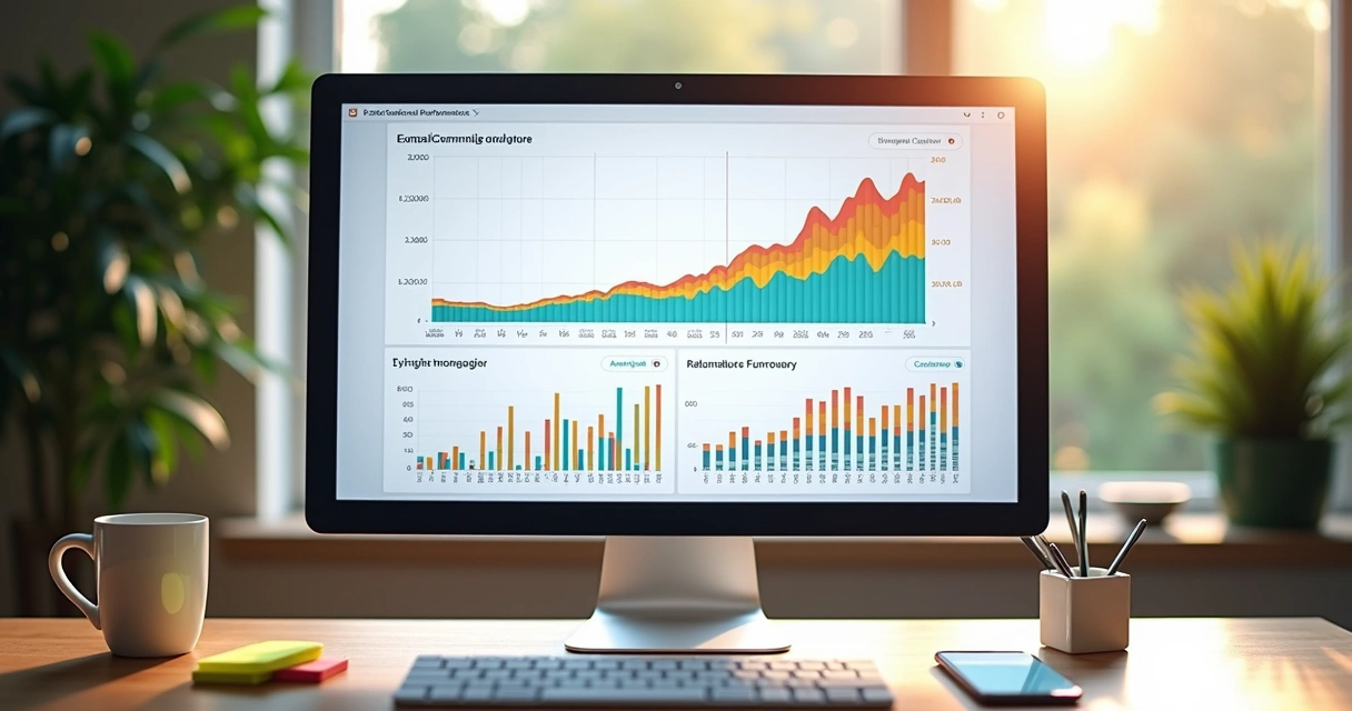 Gráficos e relatórios de análise de resultados em email marketing B2B 