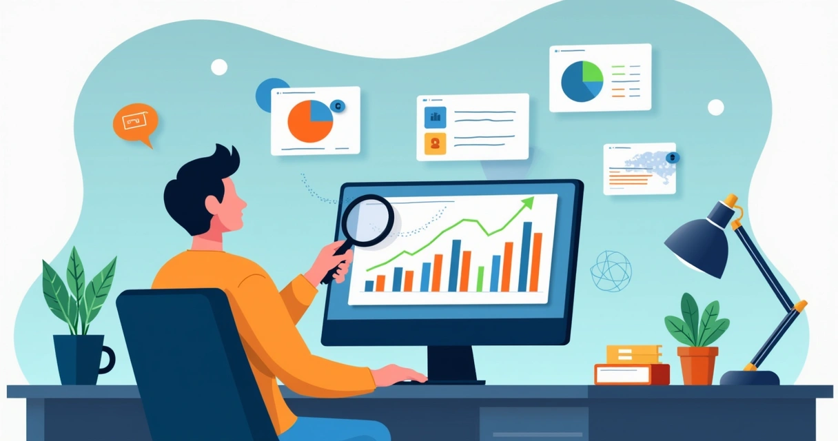 Profissional acompanhando análise de resultados de mídia paga no laptop 