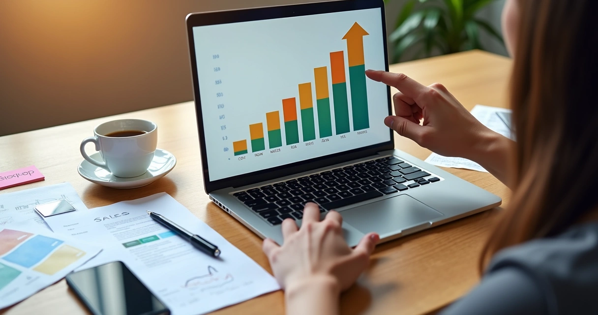 Gráfico mostrando crescimento de vendas após implementação de IA 