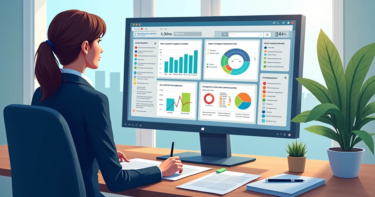 Análise de risco corporativo em painel digital. 