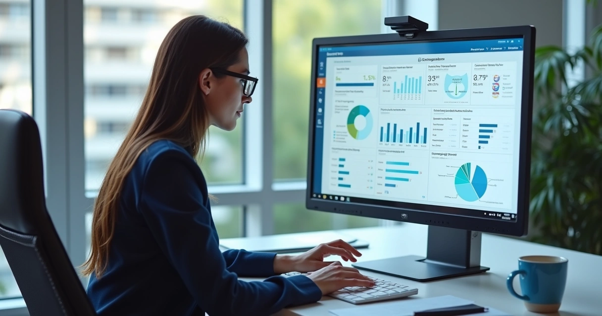 Profissional analisando risco financeiro de leads em dashboard 