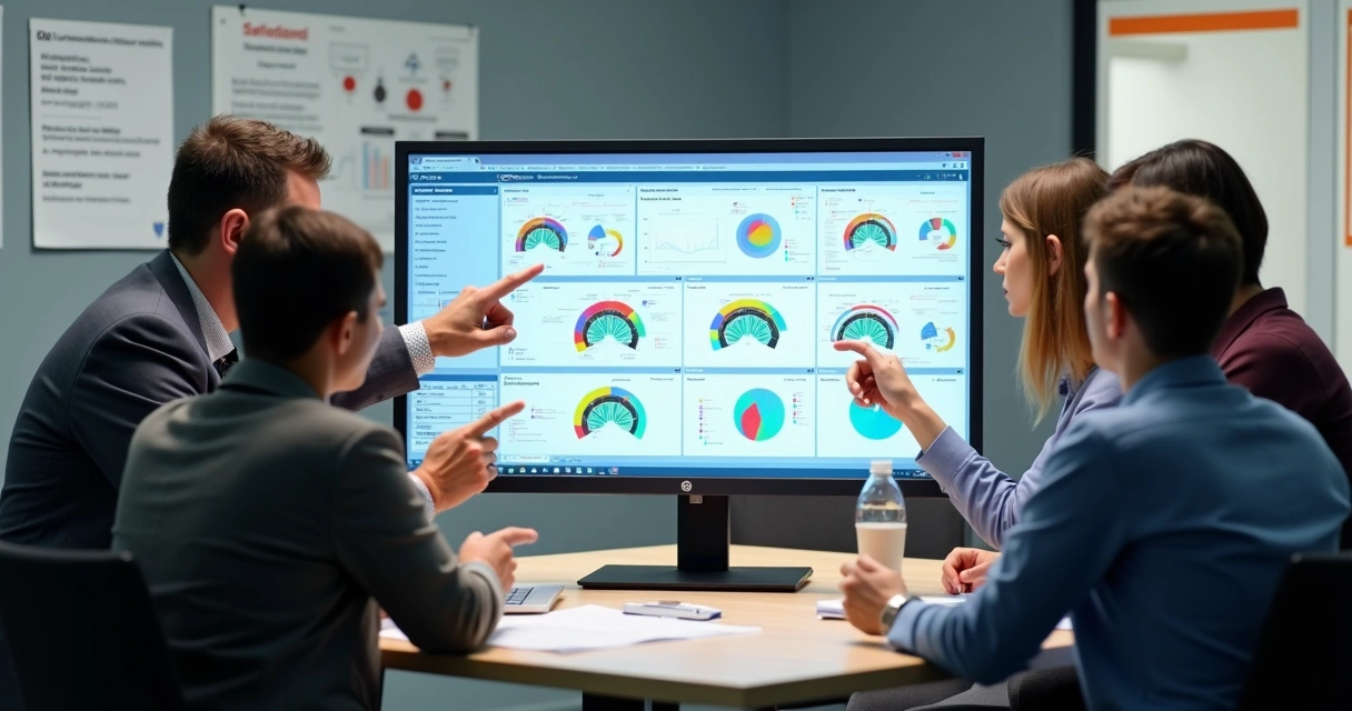 Computador com análise de riscos psicossociais na tela 