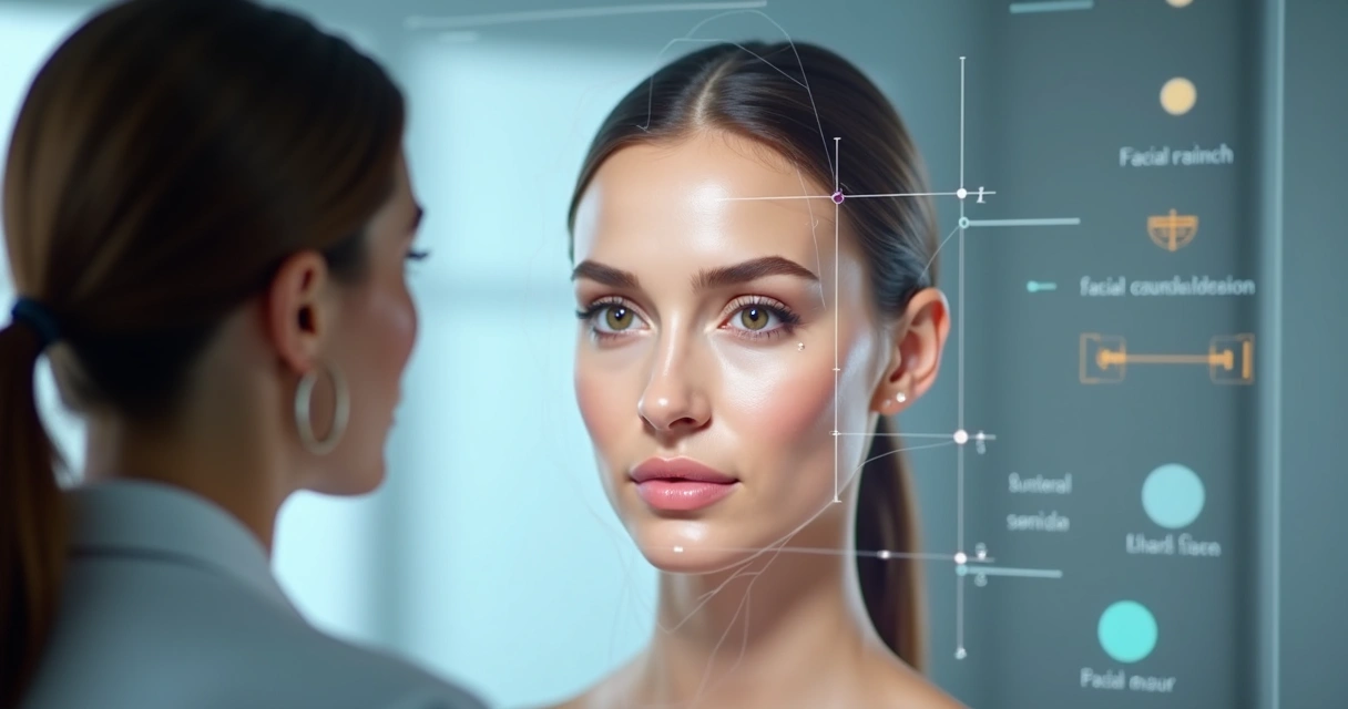 Análise detalhada de rosto feminino para harmonização facial 