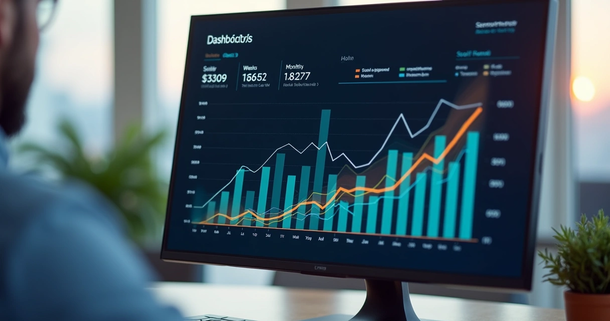 Dashboard mostrando sazonalidade no funil de vendas com gráficos mensais