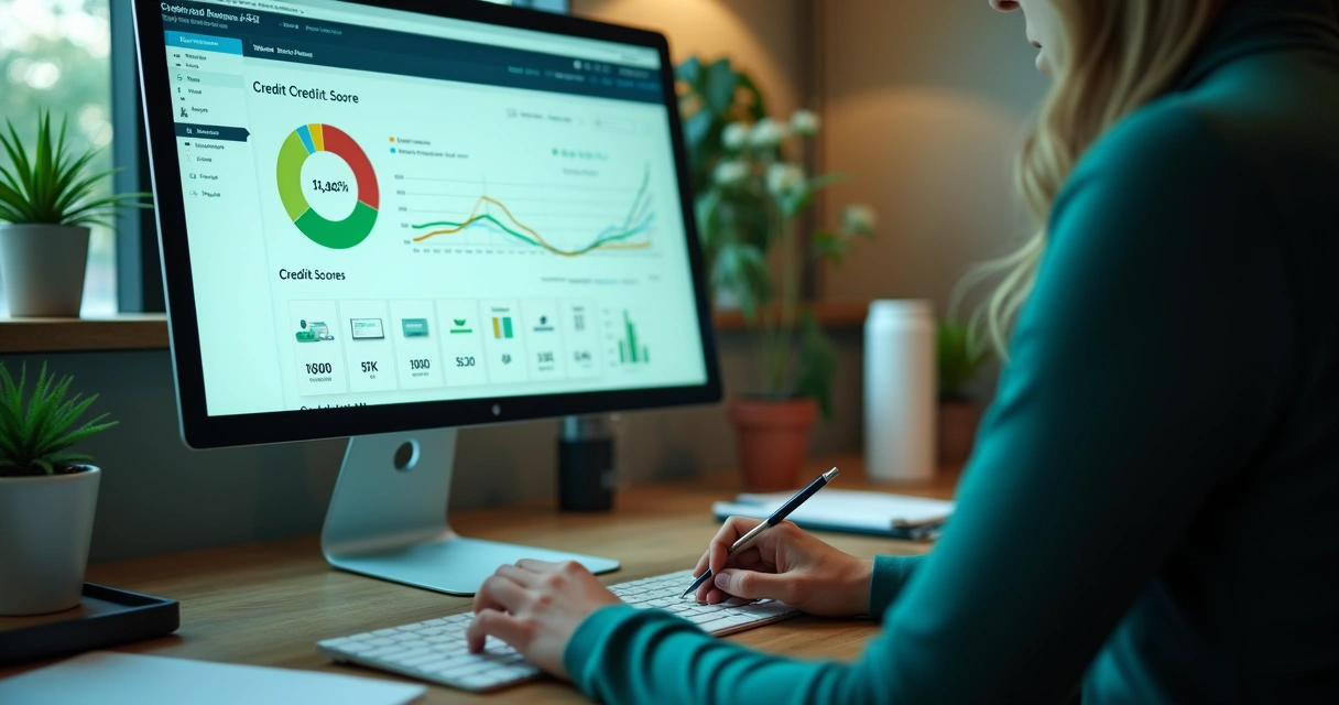 Análise de score de crédito em monitor de computador