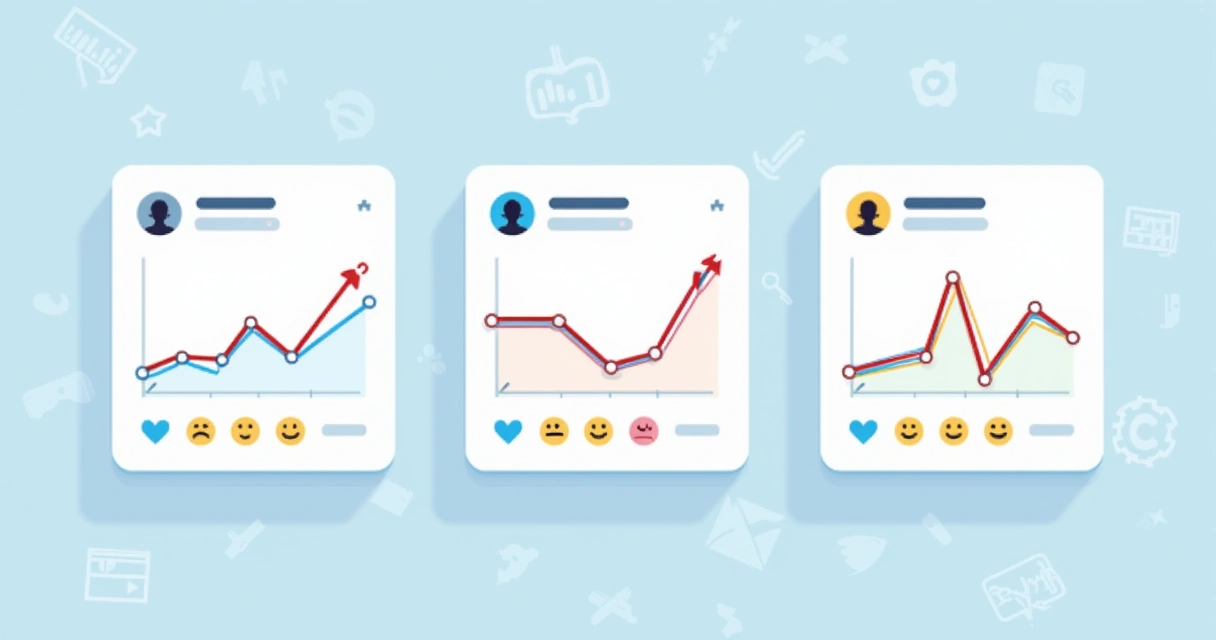 Gráfico mostrando diferentes canais de mídia social, cada um com indicadores de sentimento variando de negativo a positivo. 
