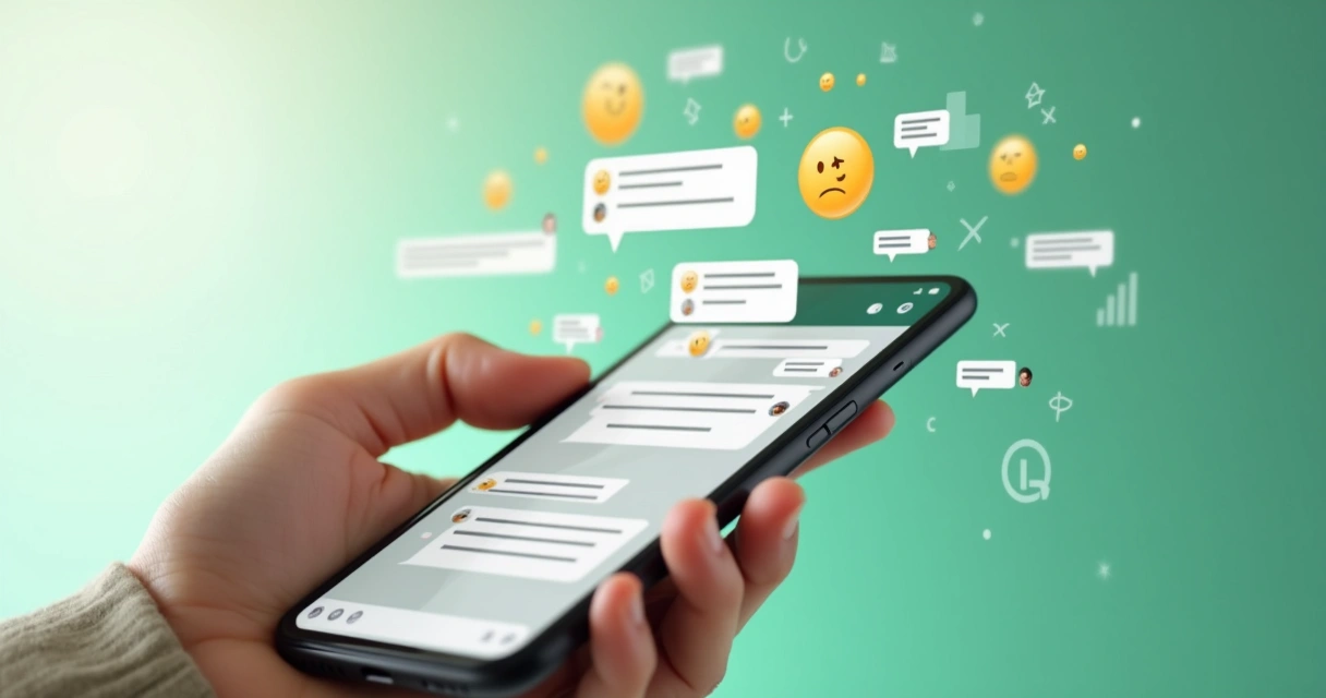Conversa de WhatsApp com emojis expressando diferentes emoções para análise de sentimento.