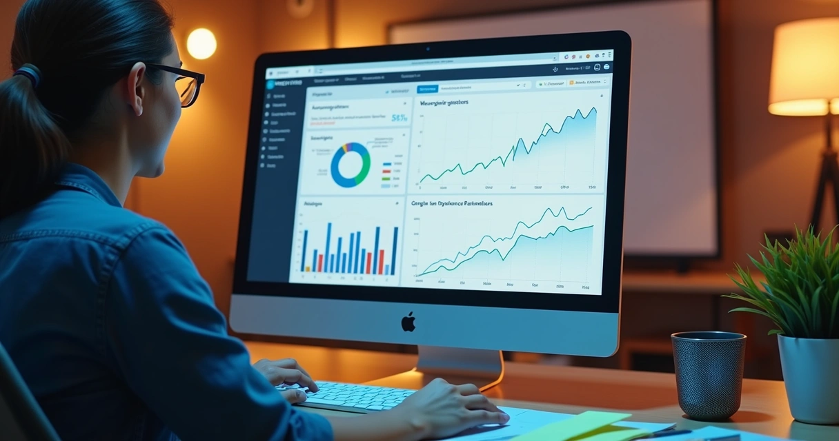 Plataforma de análise de SEO exibindo dados de backlinks e performance de busca 