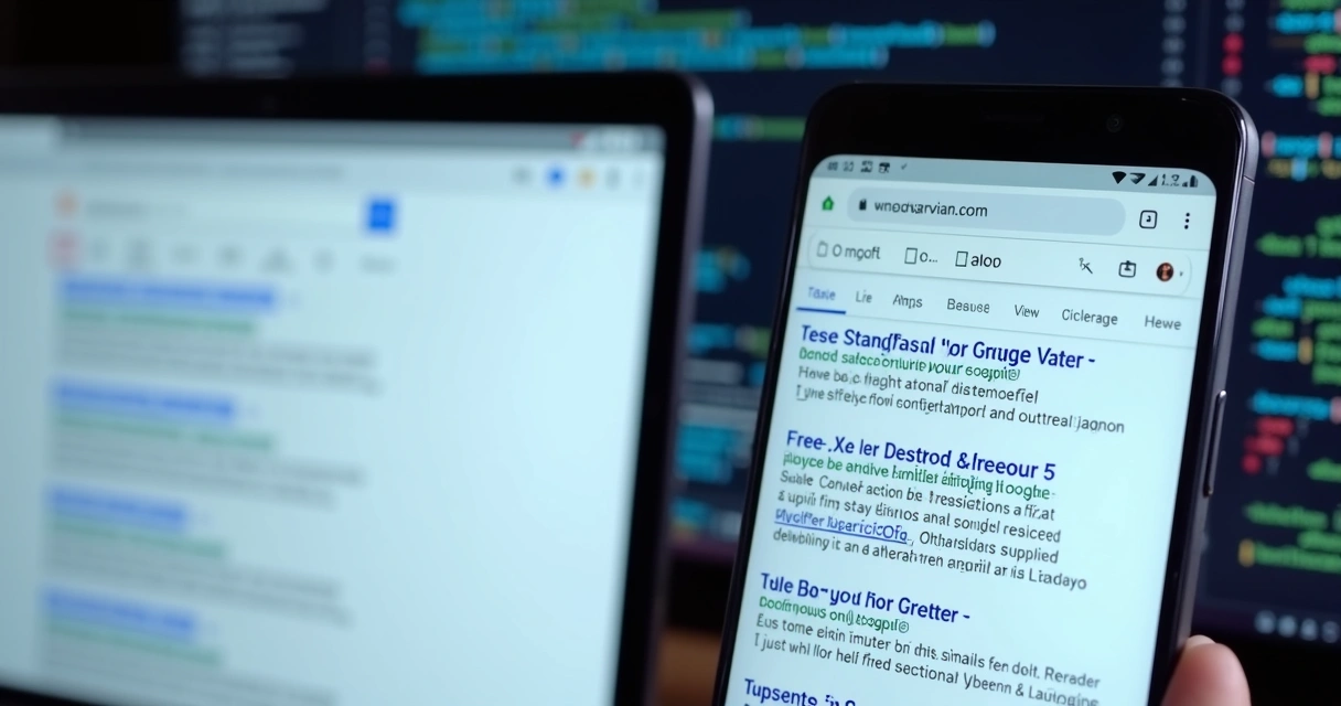 Comparação da title tag visualizada no desktop e no mobile 