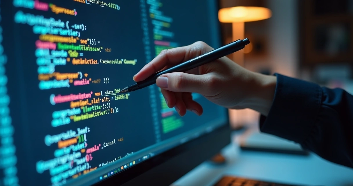 Código de software sendo analisado em tela de computador 