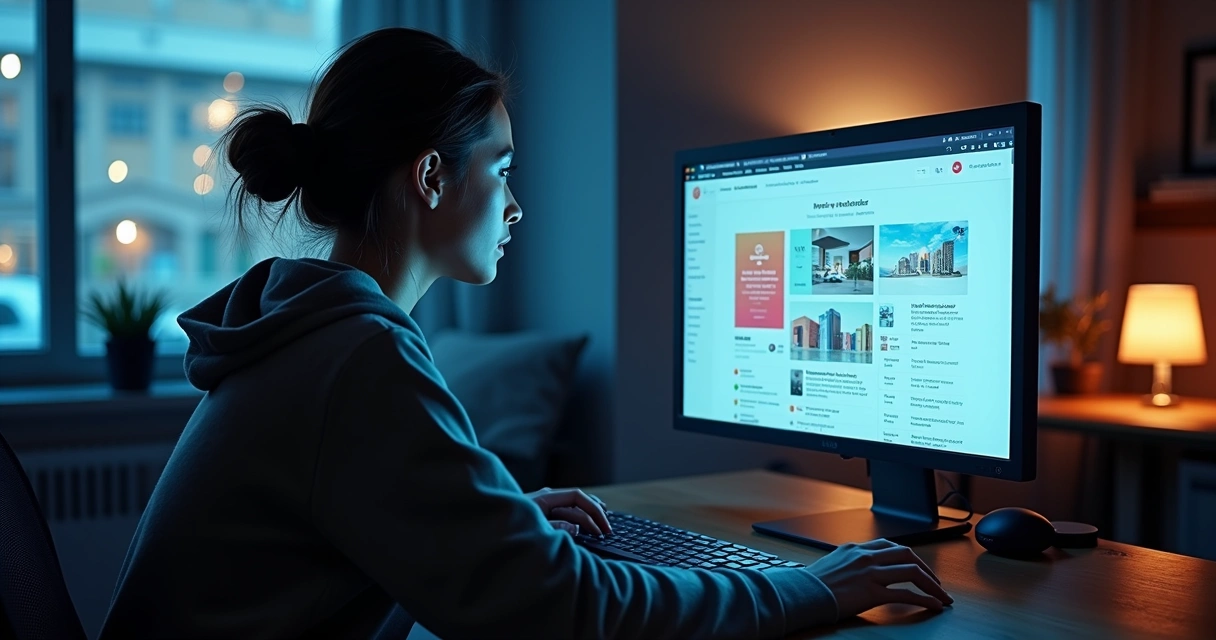 Tela de computador exibindo site suspeito com endereços estranhos 