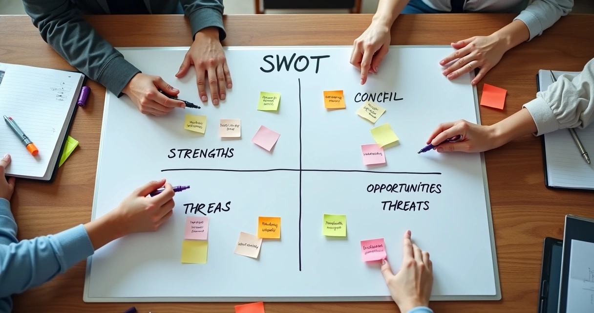 Quadro de análise SWOT empresarial 