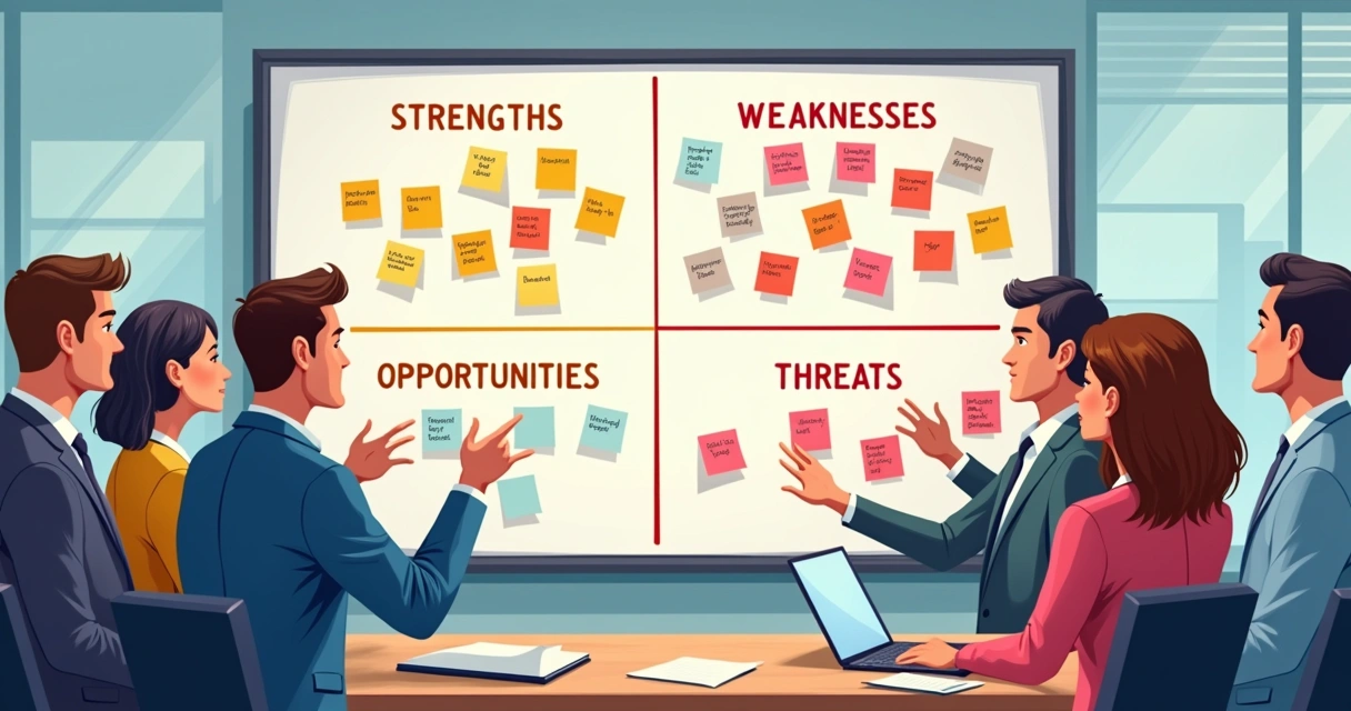Quadro com análise SWOT 