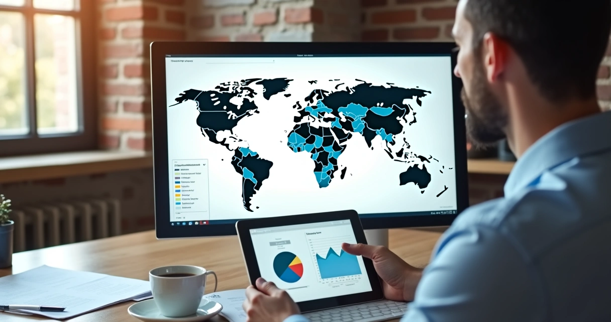 Analista avaliando gráficos de TAM B2B em tela de computador 
