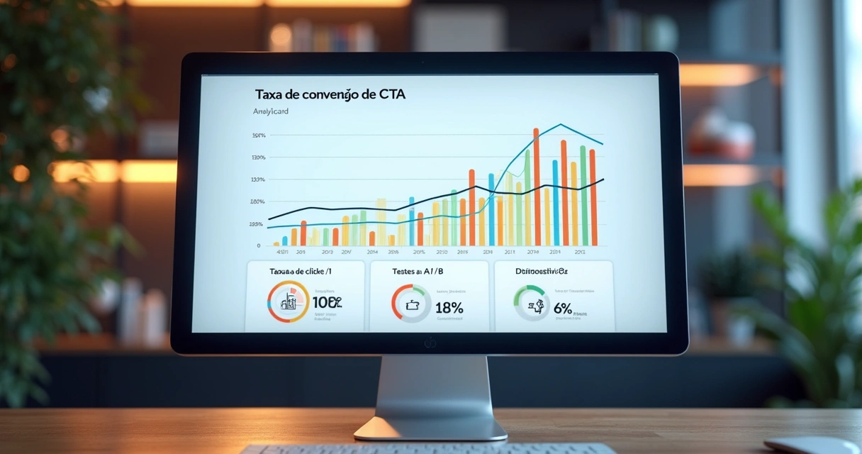Gráfico de conversão de CTA em tela de computador 